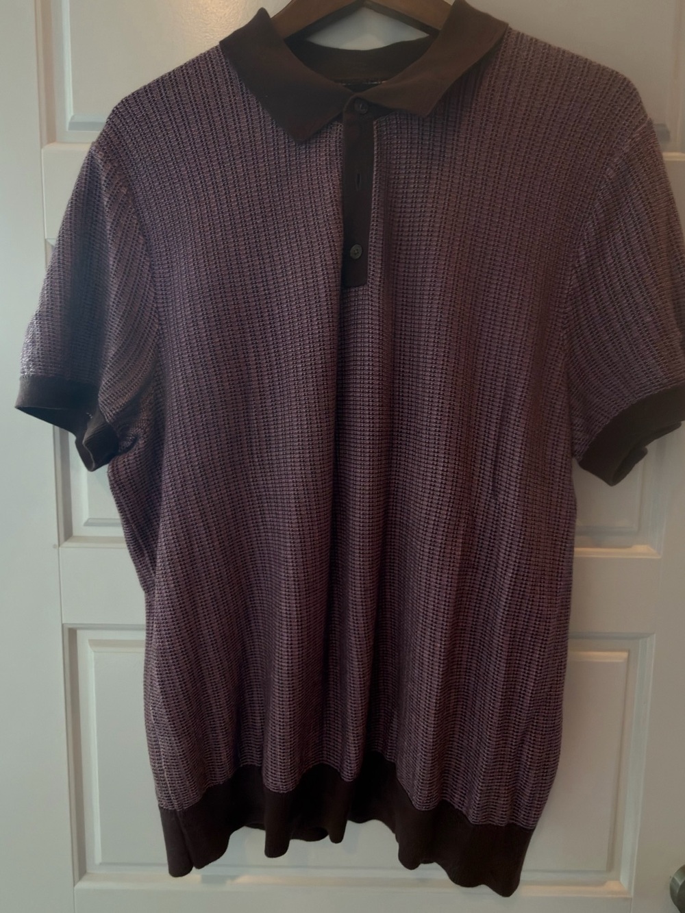 Bonobos Men’s Knit Polo Shirt – Large – Brown & Mauve Textured Pattern